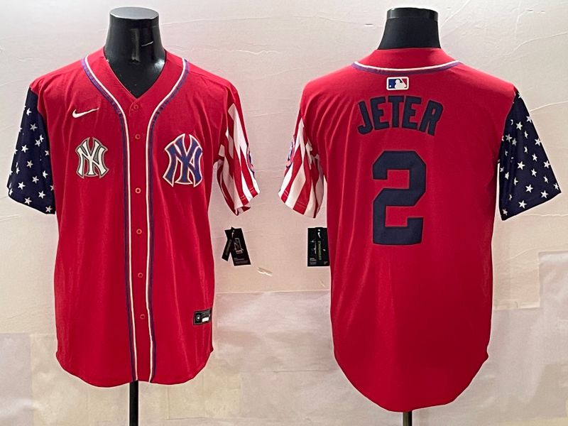 Men New York Yankees #2 Jeter Red a generation of national flags Jointly Name 2025 Nike MLB Jersey style 10->new york yankees->MLB Jersey